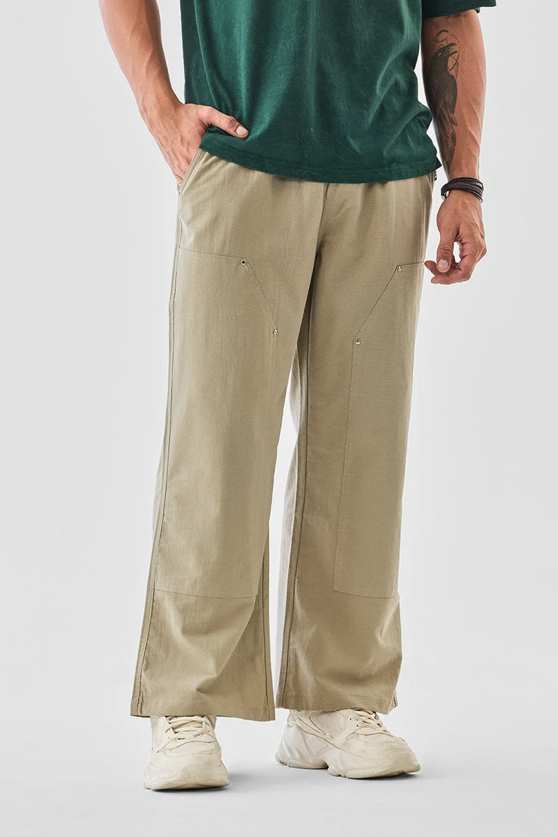 سنيتش بنطلون واسع بخصر مطاطي ورباط